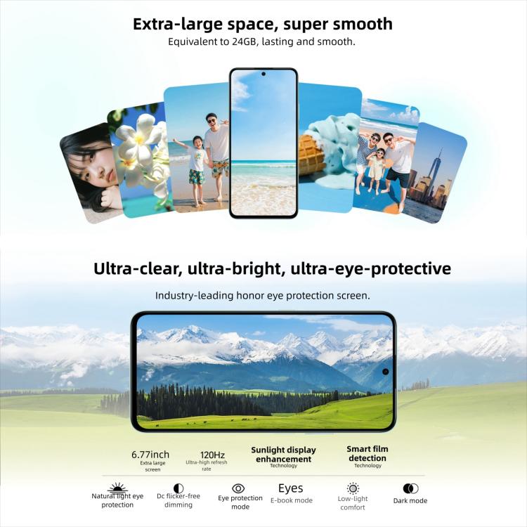 Honor Play10T, 8GB+256GB, Cảm biến vân tay bên cạnh, 6.8 inch Android 15 Magic OS 9.0 Snapdragon 6s Gen 3 Octa Core, Mạng: 5G, 8GB+256GB