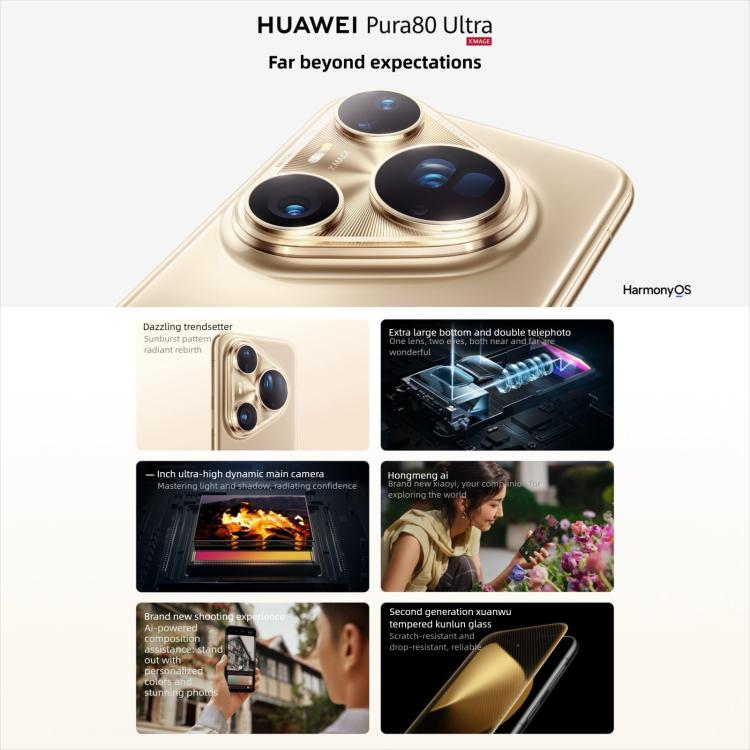 HUAWEI Pura 80 Ultra, 16GB+1TB, Nhận diện vân tay bên cạnh, 6.8 inch HarmonyOS 5.1, NFC, OTG, Không hỗ trợ Google Play, 16GB+1TB