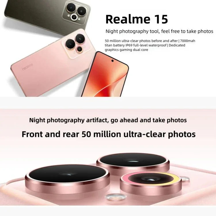Realme 15, 8GB+256GB, 6.77 inch Realme UI 6.0 Android 15 MediaTek Dimensity 7300+ Octa Core, NFC, Mạng: 5G, 8GB+256GB