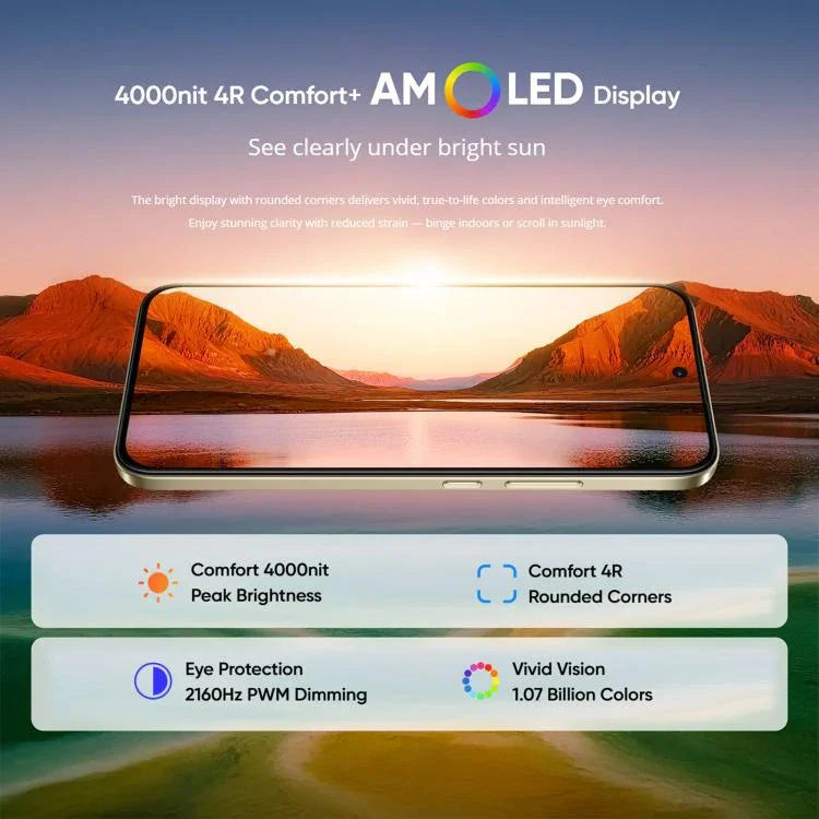 Realme 15T, 8GB+256GB, Nhận diện vân tay trên màn hình, 6.57 inch Realme UI 6.0 Android 15 MediaTek Dimensity 6400 Max Octa Core, NFC, Mạng: 5G, 8GB+256GB