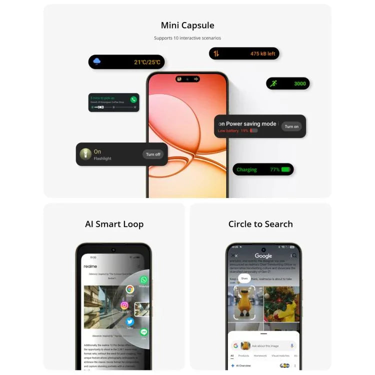 Realme 15T, 12GB+512GB, Nhận diện vân tay trên màn hình, 6.57 inch Realme UI 6.0 Android 15 MediaTek Dimensity 6400 Max Octa Core, NFC, Mạng: 5G, 12GB+512GB