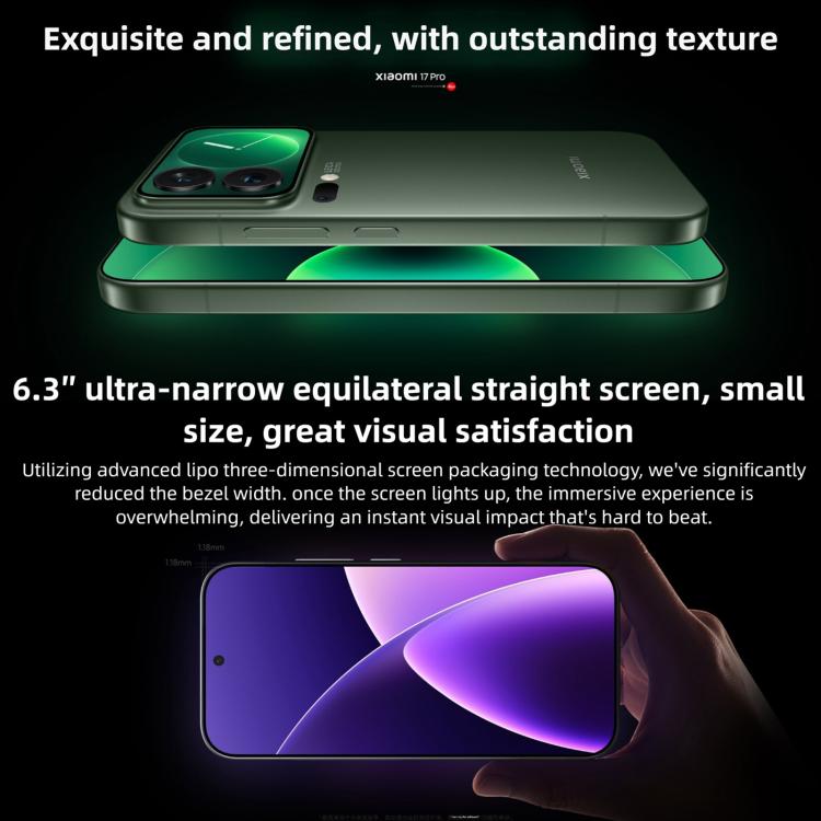 Xiaomi 17 Pro, 12GB+512GB, Cảm biến vân tay siêu âm 3D, Màn hình 6.3 inch Xiaomi HyperOS 3 Snapdragon 8 Elite Gen 5 Octa Core, NFC, Mạng: 5G, 12GB+512GB