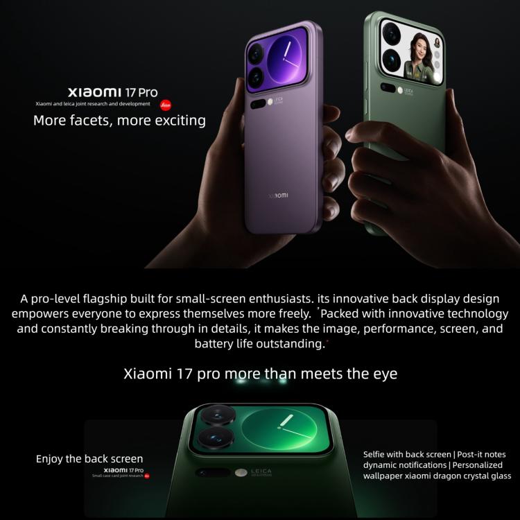 Xiaomi 17 Pro, 16GB+512GB, 3D Ultrasonic Fingerprint, 6.3 inch Xiaomi HyperOS 3 Snapdragon 8 Elite Gen 5 Octa Core, NFC, Network: 5G, 16GB+512GB