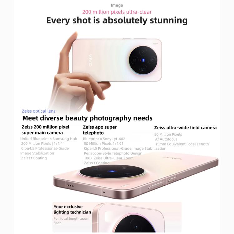 vivo X300, 16GB+256GB, Màn hình 6.31 inch OriginOS 6 Android 16 Dimensity 9500 Octa Core, OTG, NFC, Mạng: 5G, 16GB+256GB