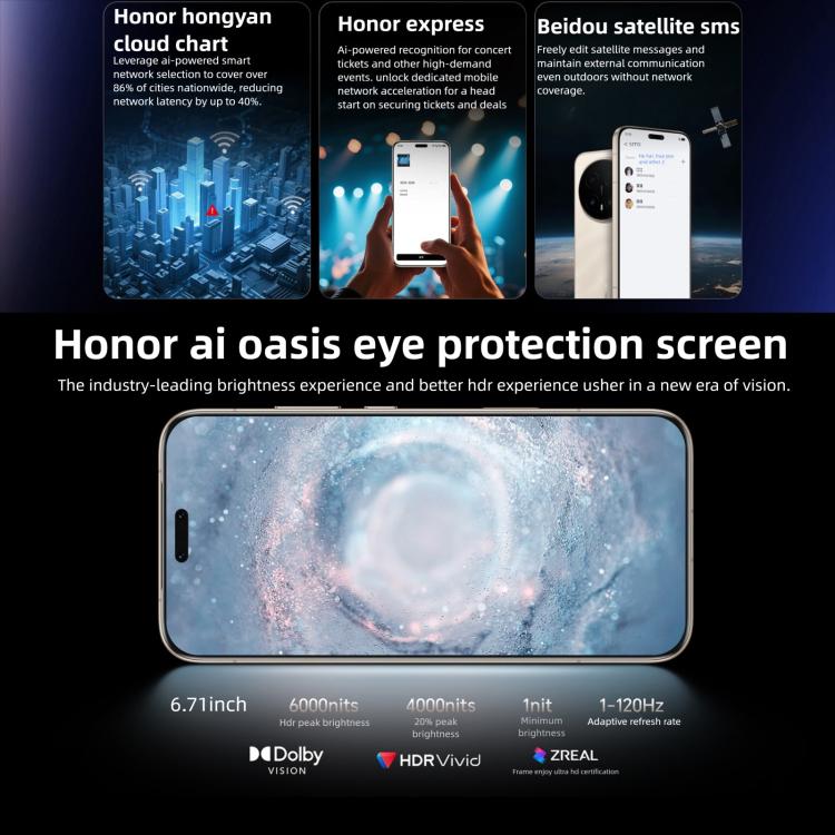Honor Magic8 Pro, 12GB+256GB, Cảm biến vân tay trên màn hình, 6.71 inch MagicOS 10.0 / Android 16 Snapdragon 8 Elite Gen 5 Octa Core, Mạng: 5G, NFC, OTG, 12GB+256GB