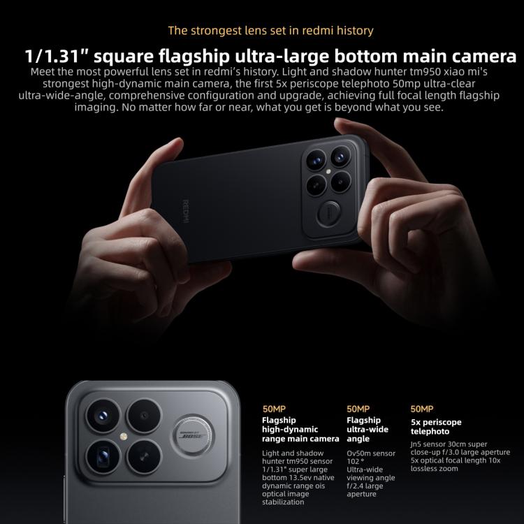 Xiaomi Redmi K90 Pro Max, 12GB+512GB, màn hình 6.9 inch Xiaomi HyperOS 3 Snapdragon 8 Elite Gen 5 Octa Core, NFC, Mạng: 5G, 12GB+512GB