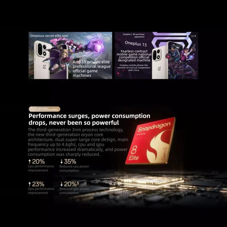 OnePlus 15, 12GB+512GB, nhận diện vân tay trên màn hình, màn hình 6.78 inch ColorOS 16.0 Snapdragon 8 Elite Gen 5 Octa Core, NFC, Mạng: 5G, 12GB+512GB
