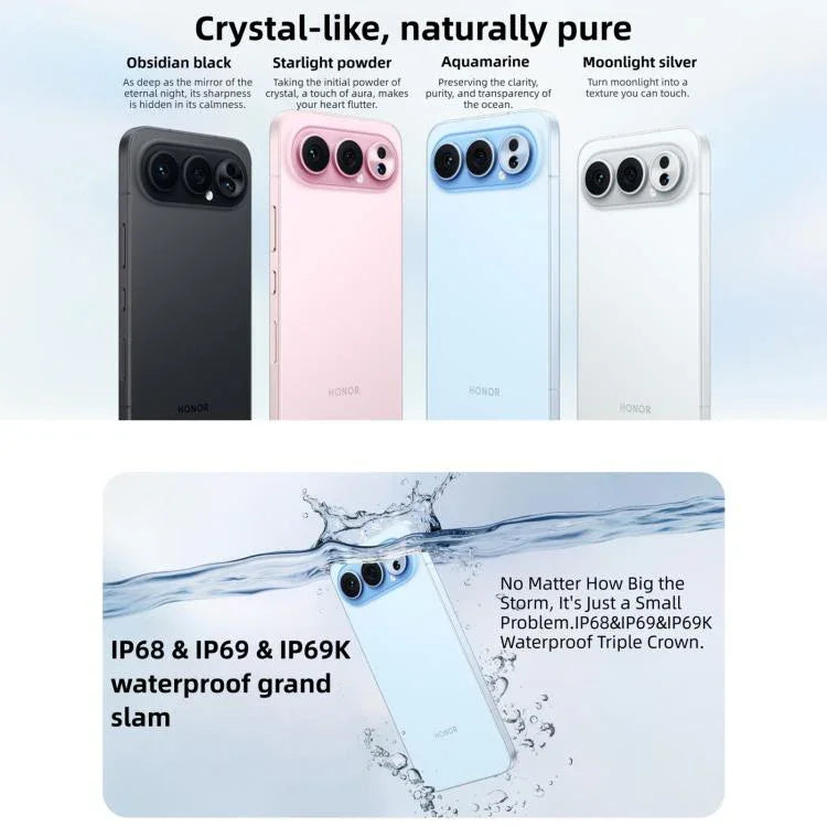 Honor 500 Pro, 16GB+512GB, Cảm biến vân tay trên màn hình, 6.55 inch MagicOS 10.0 / Android 16 Snapdragon 8 Elite Gen 4 Octa Core, Mạng: 5G, NFC, OTG, Honor 500 Pro, 16GB+512GB