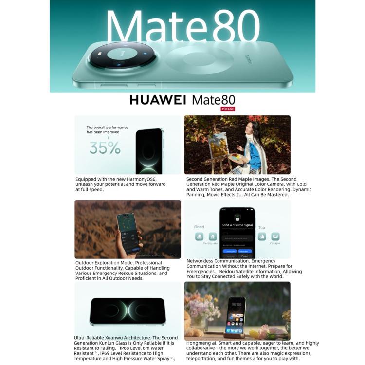 HUAWEI Mate 80, 12GB+512GB, Cảm biến vân tay bên cạnh, 6.75 inch HarmonyOS 6.0 Kirin 9020, NFC, OTG, Không hỗ trợ Google Play, 12GB+512GB