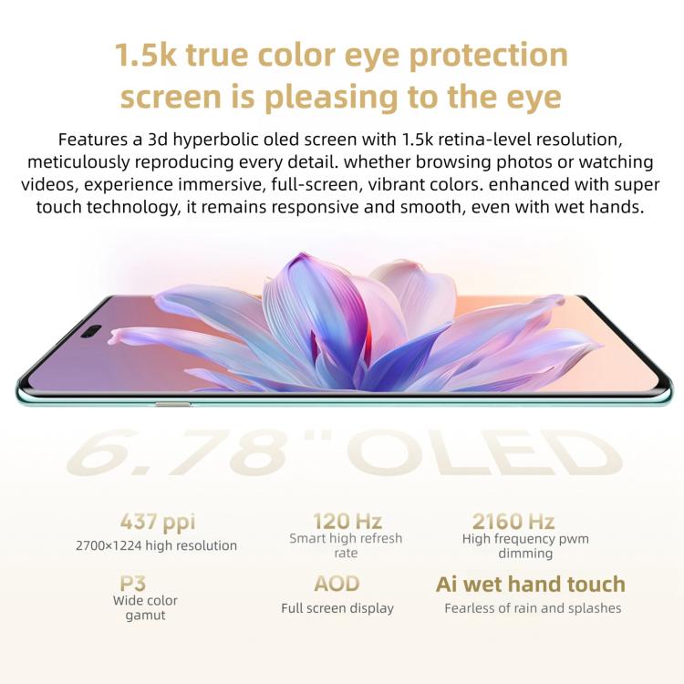 HUAWEI Enjoy 70X Phiên bản cao cấp, 8GB+512GB, Cảm biến vân tay trên màn hình, 6.78 inch HarmonyOS 4.2 Kirin 8000, Mạng: 4G, OTG, NFC, Không hỗ trợ Google Play, 8GB+512GB