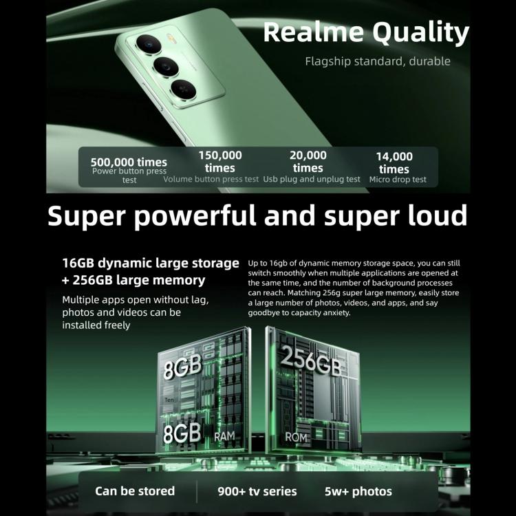 Realme V70, 12GB+256GB, màn hình 6.67 inch Realme UI 6.0 Android 15 Dimensity 6300 5G Octa Core, Mạng: 5G, 12GB+256GB