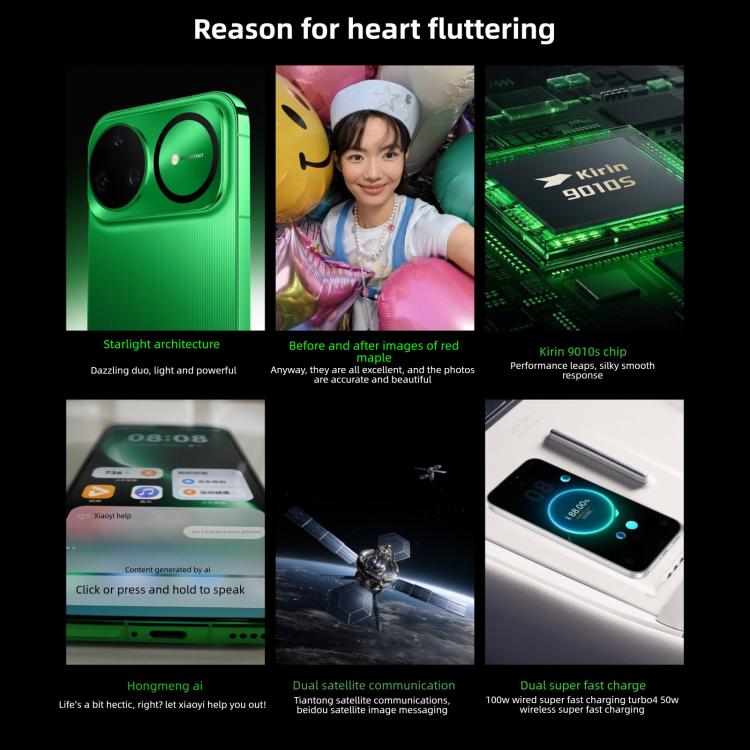 Huawei nova 15 Pro, Kính Kunlun, 12GB+256GB, Cảm biến vân tay bên hông, 6.84 inch HarmonyOS 6.0 Kirin 9010S Octa Core, NFC, OTG, Không hỗ trợ Google Play, 12GB+256GB