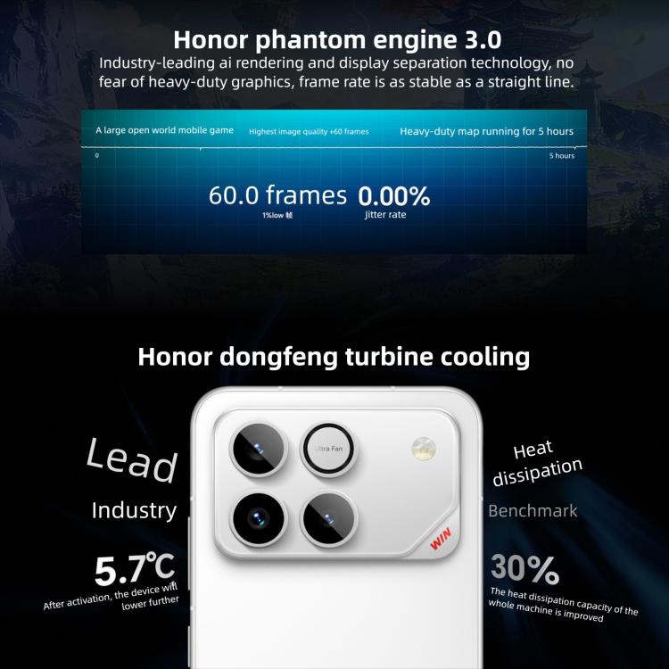 Honor WIN, 16GB+1TB, Cảm biến vân tay siêu âm 3D, Pin 10000mAh, 6.83 inch MagicOS 10.0 / Android 16 Snapdragon 8 Elite Gen 5 Octa Core, Mạng: 5G, NFC, OTG, 16GB+1TB
