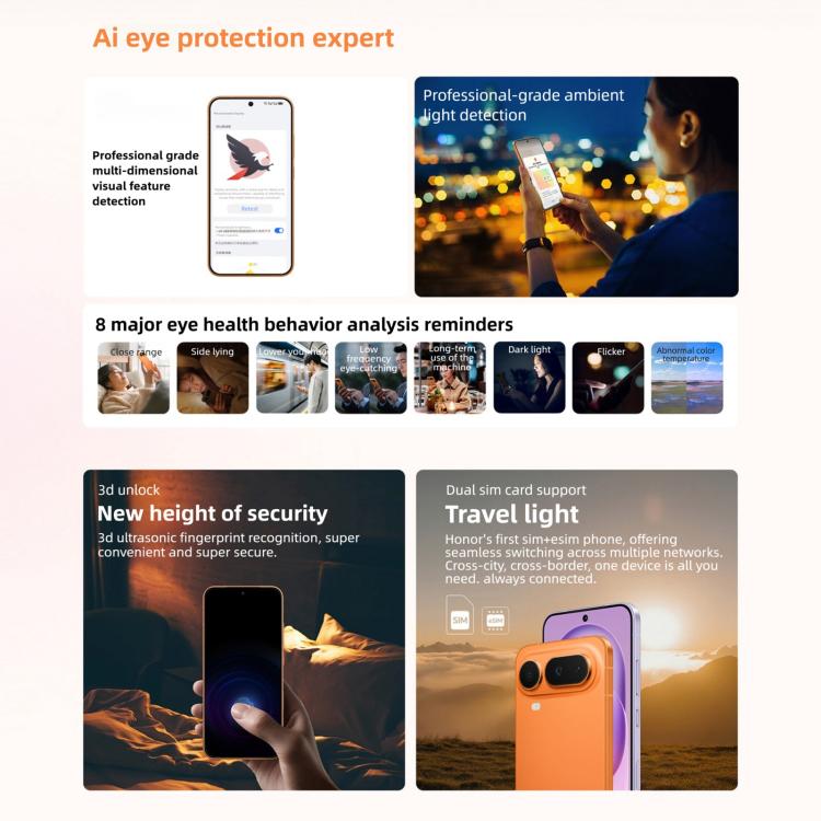 Honor Magic8 Pro Air, 12GB+512GB, Cảm biến vân tay trên màn hình, 6.31 inch MagicOS 10.0 / Android 16 Dimensity 9500 Octa Core, Mạng: 5G, NFC, OTG, 12GB+512GB