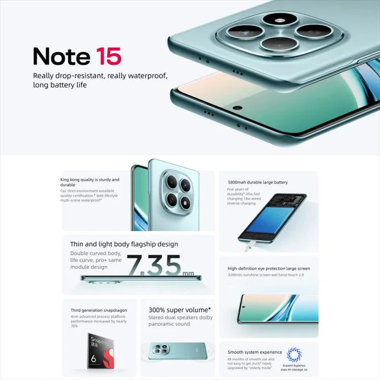 Xiaomi Redmi Note 15 5G, 8GB+128GB, 6.77 inch Xiaomi HyperOS 2 Snapdragon 6 Gen 3 Octa Core, Mạng: 5G, 8GB+128GB