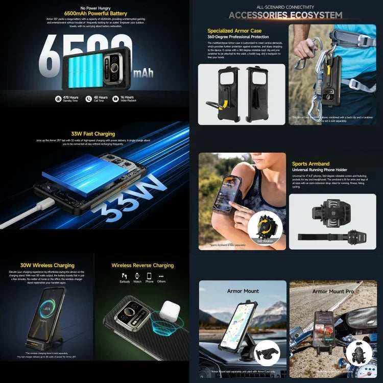 Điện thoại bền bỉ Ulefone Armor 25T, 6GB+256GB, Hình ảnh nhiệt, 6.78 inch Android 14 MediaTek Helio G99 Octa Core, Mạng: 4G, NFC, OTG, Armor 25T
