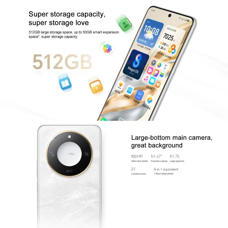 Honor X60, 12GB+512GB, cảm biến vân tay bên cạnh, màn hình 6.8 inch MagicOS 8.0 Dimensity 7025-Ultra Octa Core, Mạng: 5G, OTG, không hỗ trợ Google Play, 12GB+512GB
