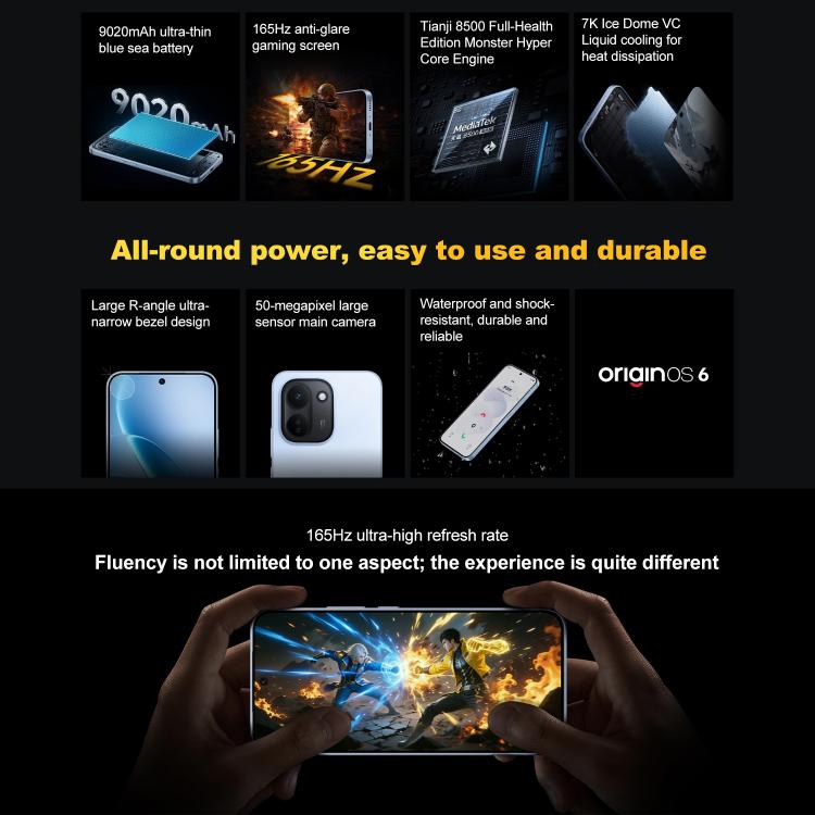 vivo iQOO Z11, 12GB+512GB, Cảm biến vân tay trên màn hình, Màn hình 6.83 inch Android 16 OriginOS 6 Dimensity 8500 Octa Core, OTG, NFC, Mạng: 5G, Hỗ trợ Google Play, 12GB+512GB