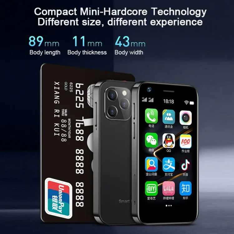 SOYES XS12, 3GB+32GB, màn hình 3.0 inch, Android 9.0, MTK6737M Quad Core lên đến 1.1GHz, Bluetooth, WiFi, FM, Mạng: 4G, Dual SIM, 3GB+32GB