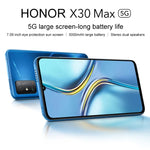 Điện thoại camera kép phía sau, nhận diện vân tay bên cạnh, pin 5000mAh, màn hình 7.09 inch Magic UI 5.0 (Android R) Dimensity 900 Octa Core lên đến 2.4GHz, mạng 5G, NFC, không hỗ trợ Google Play, X30 Max 5G 8GB+128GB