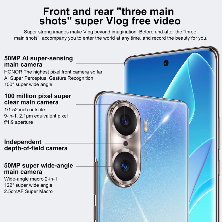 Ba camera sau, nhận diện vân tay trên màn hình, màn hình 6.78 inch Magic UI 5.0, Qualcomm Snapdragon 778G Plus 6nm Octa Core lên đến 2.5GHz, Mạng: 5G, OTG, NFC, Không hỗ trợ Google Play, 60 Pro 5G 8GB+256GB
