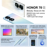 Ba camera sau, nhận diện vân tay trên màn hình, màn hình 6.67 inch Magic UI 6.1, Qualcomm Snapdragon 778G Plus Octa Core lên đến 2.5GHz, Mạng: 5G, OTG, NFC, Không hỗ trợ Google Play, Honor 70 5G 12GB+512GB