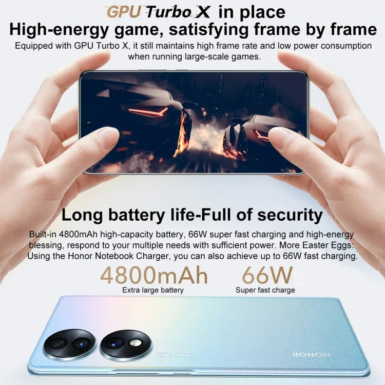 Ba camera sau, nhận diện vân tay trên màn hình, màn hình 6.67 inch Magic UI 6.1, Qualcomm Snapdragon 778G Plus Octa Core lên đến 2.5GHz, Mạng: 5G, OTG, NFC, Không hỗ trợ Google Play, Honor 70 5G 12GB+512GB
