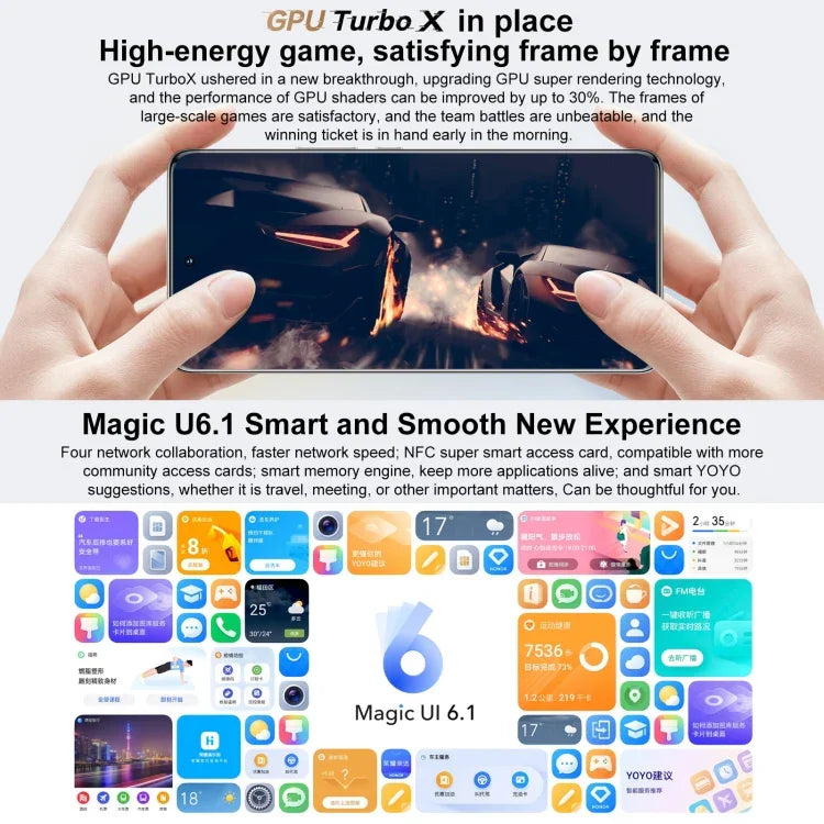 Ba camera sau, nhận diện vân tay trên màn hình, màn hình 6.78 inch Magic UI 6.1, Dimensity 9000 Octa Core lên đến 3.05GHz, Mạng: 5G, OTG, NFC, Không hỗ trợ Google Play, Honor 70 Pro+ 5G 12GB+256GB