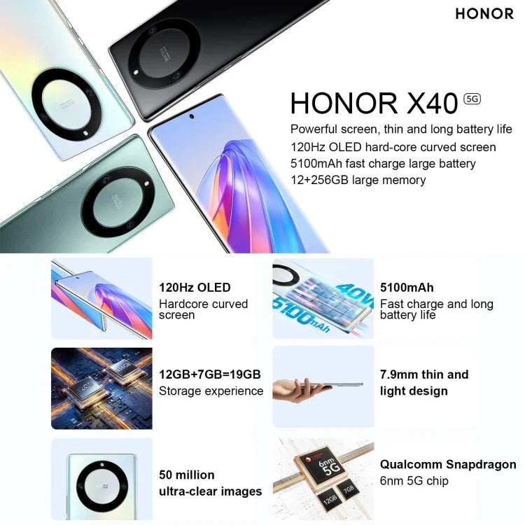 Hai camera sau, nhận diện vân tay trên màn hình, pin 5100mAh, màn hình 6.67 inch Magic UI 6.1 / Android 12, Snapdragon 695 Octa Core lên đến 2.2GHz, Mạng: 5G, OTG, Không hỗ trợ Google Play, 6GB+128GB