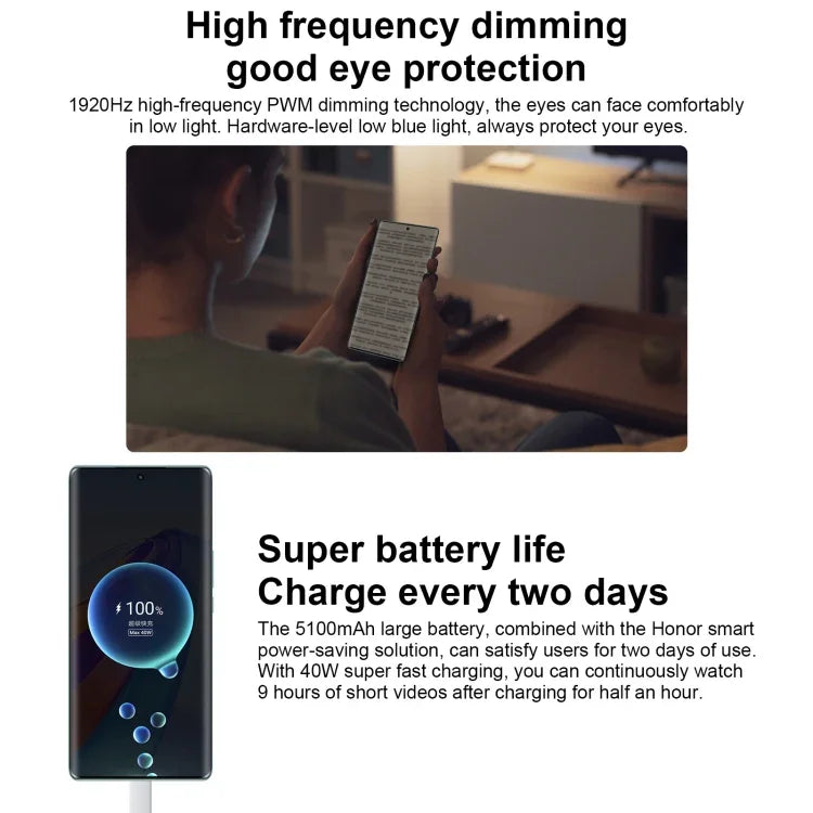 Hai camera sau, nhận diện vân tay trên màn hình, pin 5100mAh, màn hình 6.67 inch Magic UI 6.1 / Android 12, Snapdragon 695 Octa Core lên đến 2.2GHz, Mạng: 5G, OTG, Không hỗ trợ Google Play, 6GB+128GB