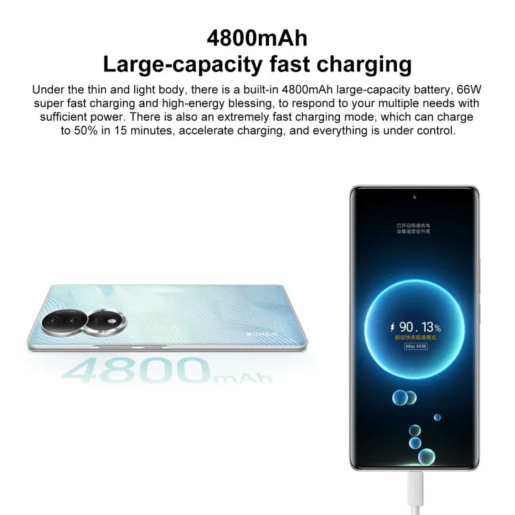 Ba camera sau, nhận diện vân tay trên màn hình, màn hình 6,67 inch Magic UI 7.0 Qualcomm Snapdragon 782G tám nhân lên đến 2,7GHz, Mạng: 5G, OTG, NFC, không hỗ trợ Google Play, Honor 80 5G, 8GB+256GB