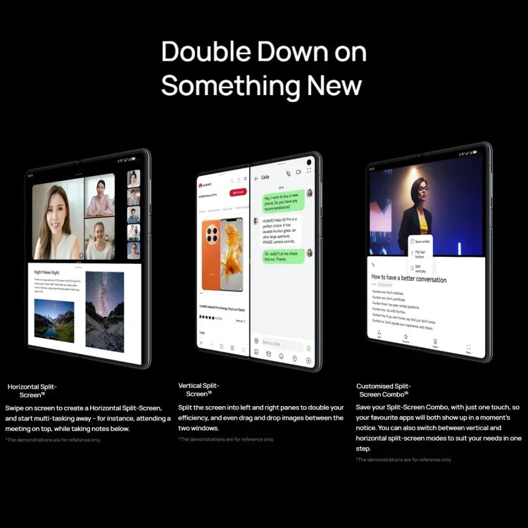 Ba camera, Face ID & nhận diện vân tay cạnh bên, pin 5060mAh, màn hình 7,85 inch + 6,4 inch, HarmonyOS 3.1 Snapdragon 8+ 4G tám nhân lên đến 3,2GHz, Mạng: 4G, OTG, NFC, không hỗ trợ Google Play, 1TB