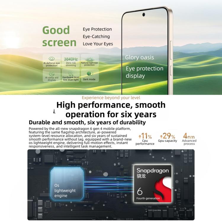 Honor X70 Phiên bản cập nhật, 8GB+256GB, Cảm biến vân tay trên màn hình, 6.79 inch MagicOS 10.0 / Android 16 Snapdragon 6 Gen 4 Octa Core, Mạng: 5G, OTG, NFC, Hỗ trợ Google Play, 8GB+256GB