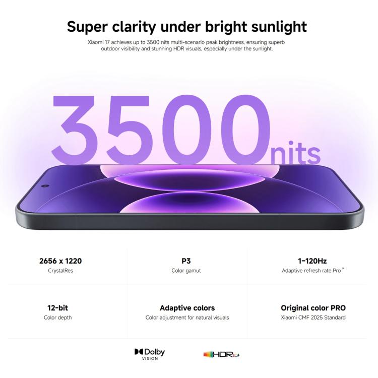 Xiaomi 17 Global, 12GB+256GB, Cảm biến vân tay siêu âm, 6.3 inch Xiaomi HyperOS 3 Snapdragon 8 Elite Gen 5 Octa Core, NFC, Mạng: 5G, 12GB+256GB