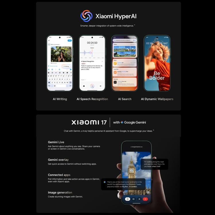 Xiaomi 17 Global, 12GB+256GB, Cảm biến vân tay siêu âm, 6.3 inch Xiaomi HyperOS 3 Snapdragon 8 Elite Gen 5 Octa Core, NFC, Mạng: 5G, 12GB+256GB