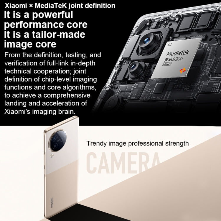 Camera ba phía sau + camera kép phía trước, nhận dạng vân tay trên màn hình, pin 4500mAh, màn hình 6.55 inch MIUI 14 Dimensity 8200-Ultra Octa Core 4nm lên đến 3.1GHz, Mạng: 5G, NFC, 16GB+1TB