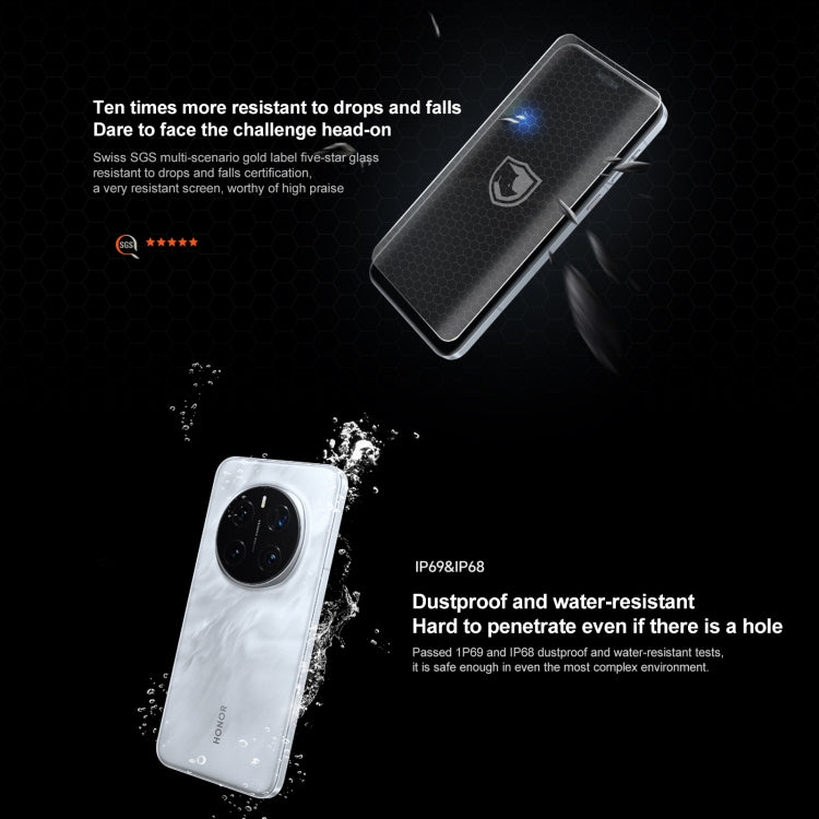 Honor Magic7 Pro, 16GB+512GB, Cảm biến vân tay trên màn hình, Màn hình 6.8 inch MagicOS 9.0 / Android 15 Snapdragon 8 Elite 3nm Octa Core, Mạng: 5G, NFC, OTG, Không hỗ trợ Google Play, 16GB+512GB