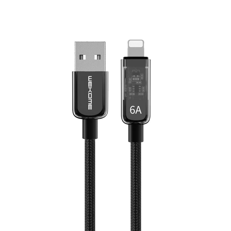 Cáp dữ liệu sạc nhanh trong suốt WK WDC-180 6A dòng Pioneer USB sang 8 Pin, chiều dài: 1m, USB sang 8 Pin