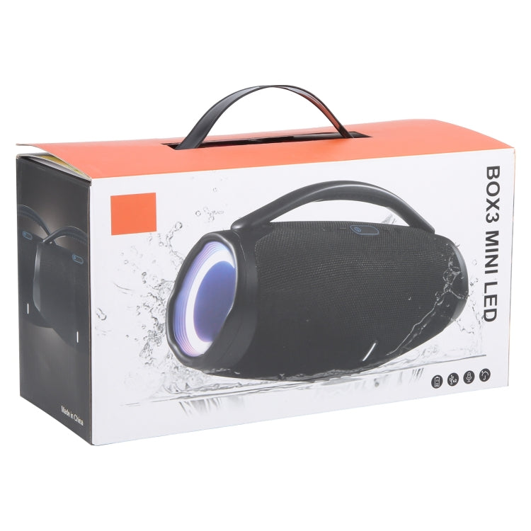 BOX3 MINI Loa stereo Bluetooth di động chống nước bắn tia LED, Mic tích hợp