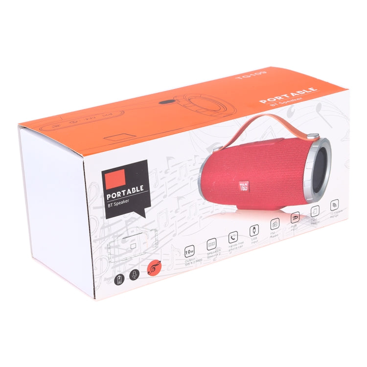 Loa stereo Bluetooth không dây di động T&G TG109 V4.2 có tay cầm, Mic tích hợp, Hỗ trợ Gọi rảnh tay & Thẻ TF & AUX IN & FM, TG109