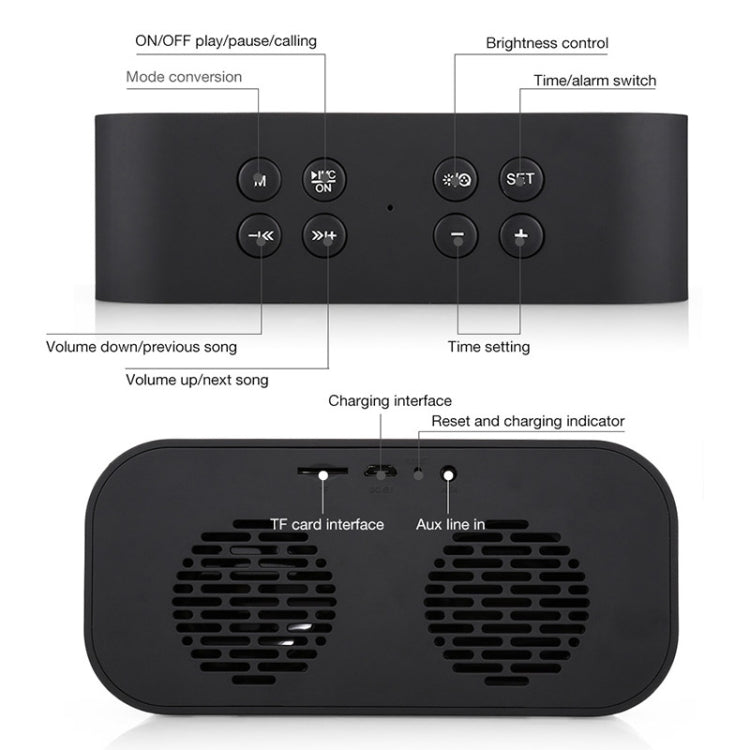 Loa Mini Bluetooth 5.0 AEC BT501 với Đèn LED & Đồng Hồ Báo Thức & Đồng Hồ & Gương, Hỗ Trợ Thẻ TF 32G, BT501