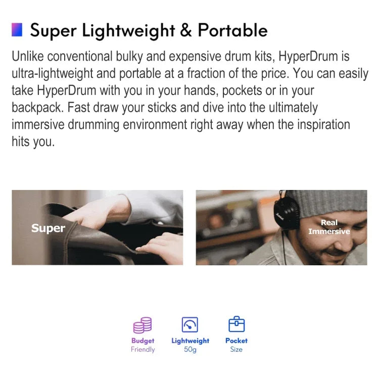 Bộ trống ảo cảm ứng Hyperdrum nhạc cụ di động thông minh, Bộ trống ảo cảm ứng Hyperdrum
