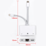 Bộ chuyển đổi giao diện NK-107 Pro 3 trong 1 USB-C / Type-C + 8 Pin đực sang USB + RJ45 + 8 Pin cái sạc, NK-107 Pro