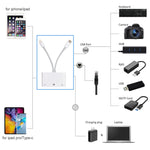Bộ chuyển đổi giao diện NK-107 Pro 3 trong 1 USB-C / Type-C + 8 Pin đực sang USB + RJ45 + 8 Pin cái sạc, NK-107 Pro