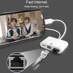 Bộ chuyển đổi giao diện NK-107 Pro 3 trong 1 USB-C / Type-C + 8 Pin đực sang USB + RJ45 + 8 Pin cái sạc, NK-107 Pro