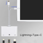 Bộ chuyển đổi giao diện NK-107 Pro 3 trong 1 USB-C / Type-C + 8 Pin đực sang USB + RJ45 + 8 Pin cái sạc, NK-107 Pro