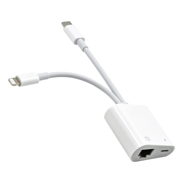 Bộ chuyển đổi giao diện NK-1035 Pro 2 trong 1 USB-C / Type-C + 8 Pin đực sang RJ45 + 8 Pin cái sạc, NK-1035 Pro