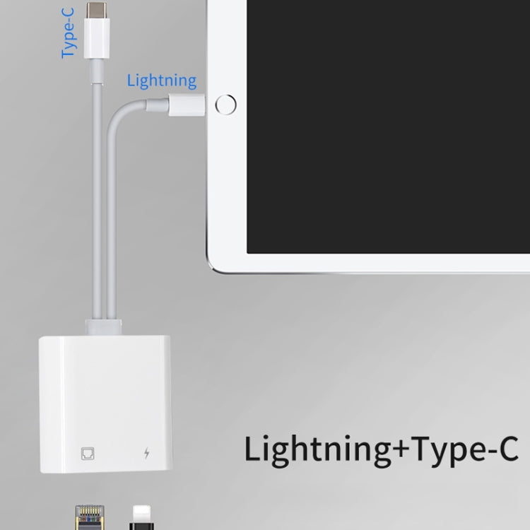 Bộ chuyển đổi giao diện NK-1035 Pro 2 trong 1 USB-C / Type-C + 8 Pin đực sang RJ45 + 8 Pin cái sạc, NK-1035 Pro