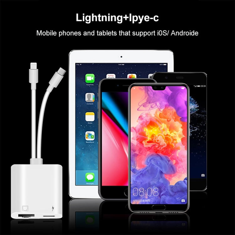 Bộ chuyển đổi giao diện NK-1035 Pro 2 trong 1 USB-C / Type-C + 8 Pin đực sang RJ45 + 8 Pin cái sạc, NK-1035 Pro