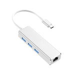 Bộ chuyển đổi HUB USB-C / Type-C sang Ethernet Gigabit RJ45 & 3 cổng USB 3.0, Dùng cho máy tính bảng, điện thoại, máy tính, Ethernet Gigabit